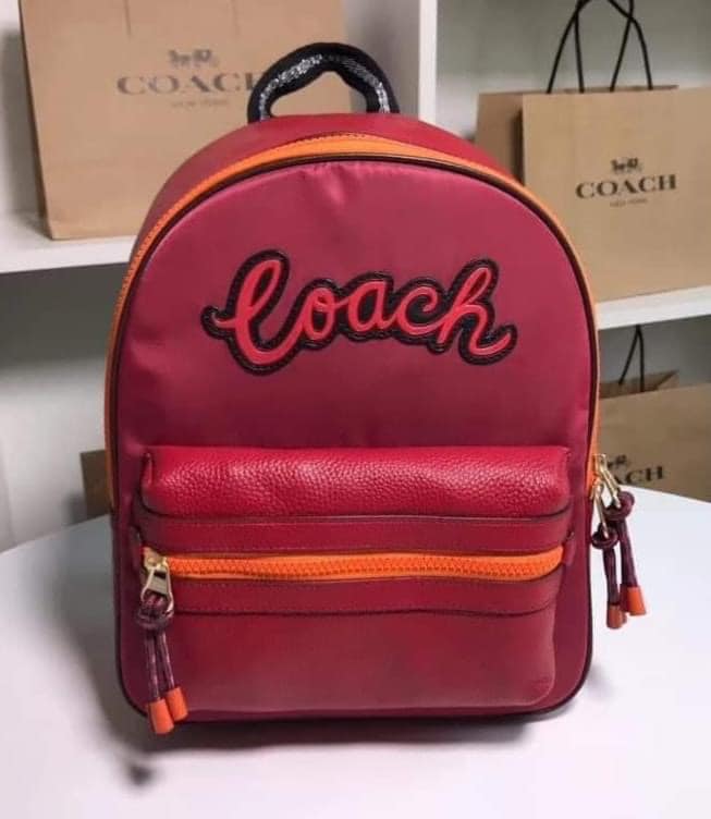 Coach Original Vale Medium Charlie Leather Nylon F76647 BackpackPink