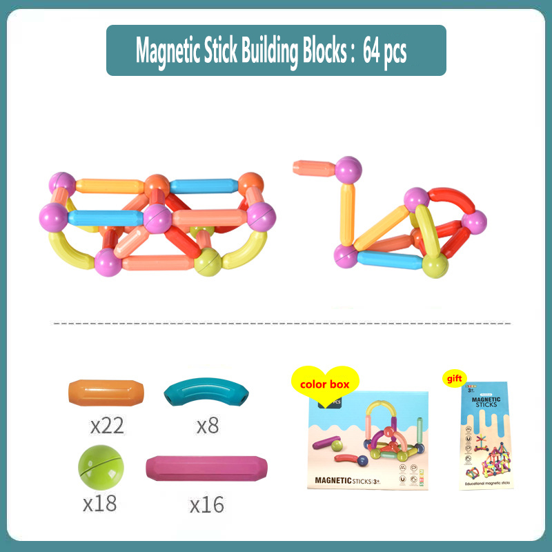 42/64PCS Big Size Stick Building Blocks Game Children
