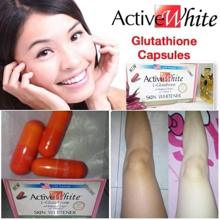 CLICKFORDABLESHOP. PH ORIGINAL AND EFFECTIVE Authentic Active White L- Glutathione  Capsule Best Seller Skin Whitener (US Based) Extract plus Vitamin C Skin ACTIVE  WHITE L-Glutathione 1000MG (US-Based Formula) 60 Capsules (ACTIVEWHITE  CAPSULES) |
