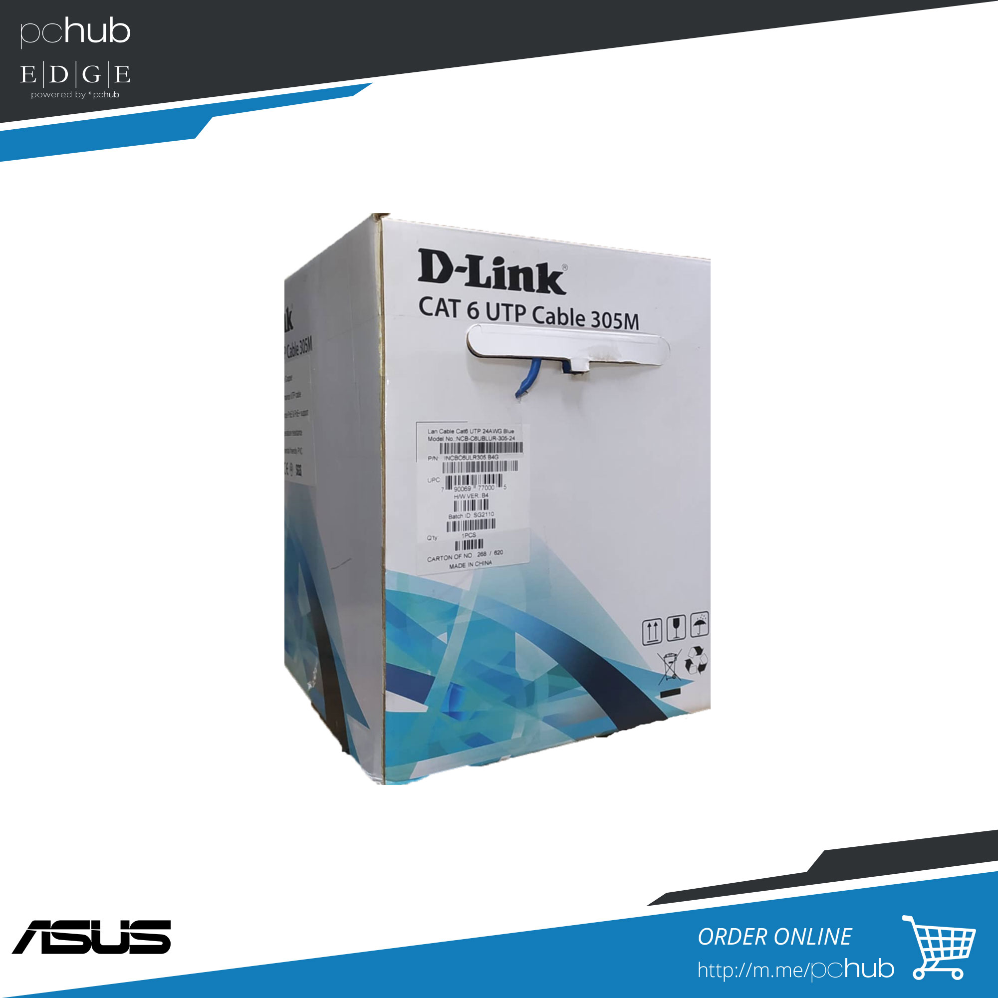 PChub Dlink CAT6, UTP cable, box 305mtrs, pn AWG 24 Lazada PH