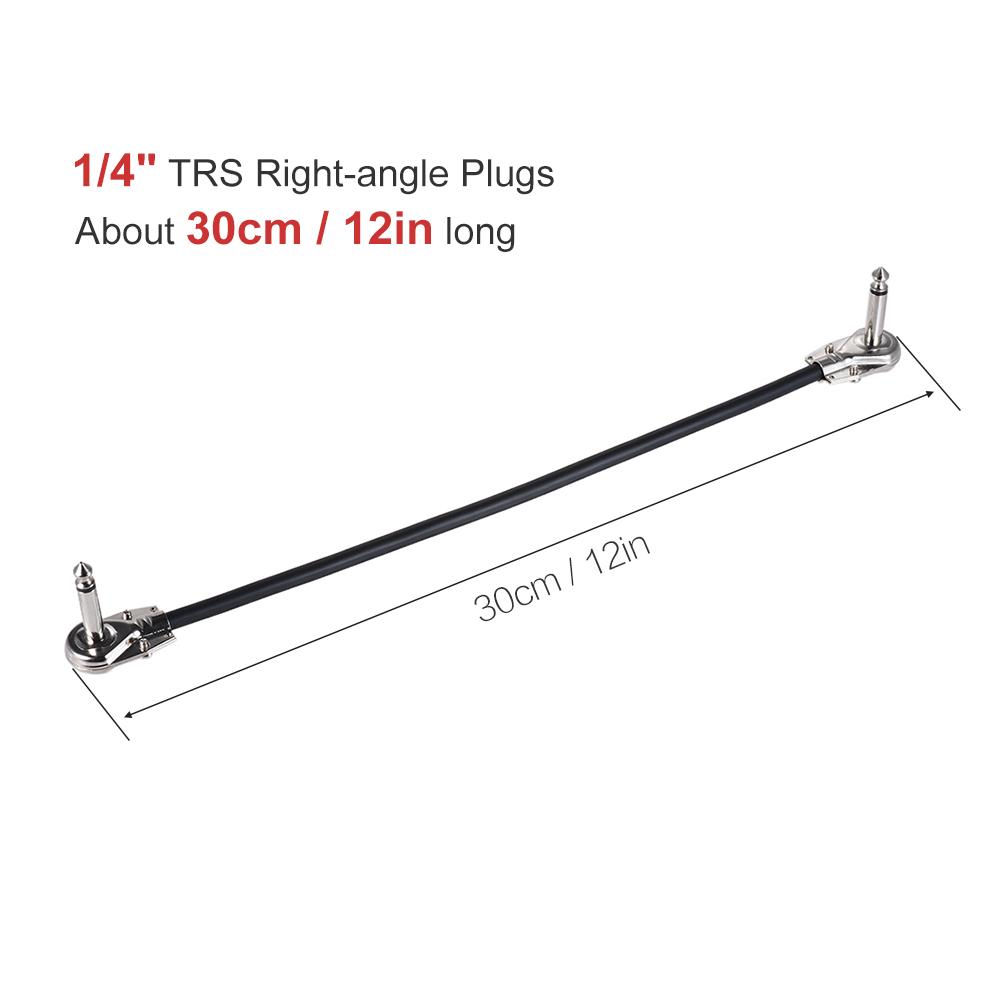 [ammoon]quà bí mật Cáp Vá Dụng Cụ Bàn Đạp Hiệu Ứng Guitar 30Cm/12in 1/4 Bạc Phích Cắm Góc Phải Áo Khoác PVC Màu Đen, 6 Gói