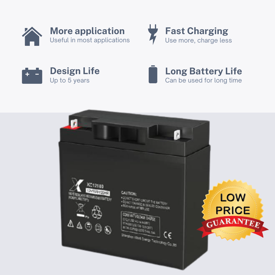 MCCD UPS Battery XC12180 12V/18AH/20HR Valve Regulated Lead Acid