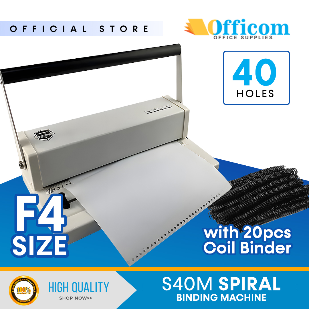 S40M Spiral Binding Machine with 20pcs Coil Binder F4 Size 40
