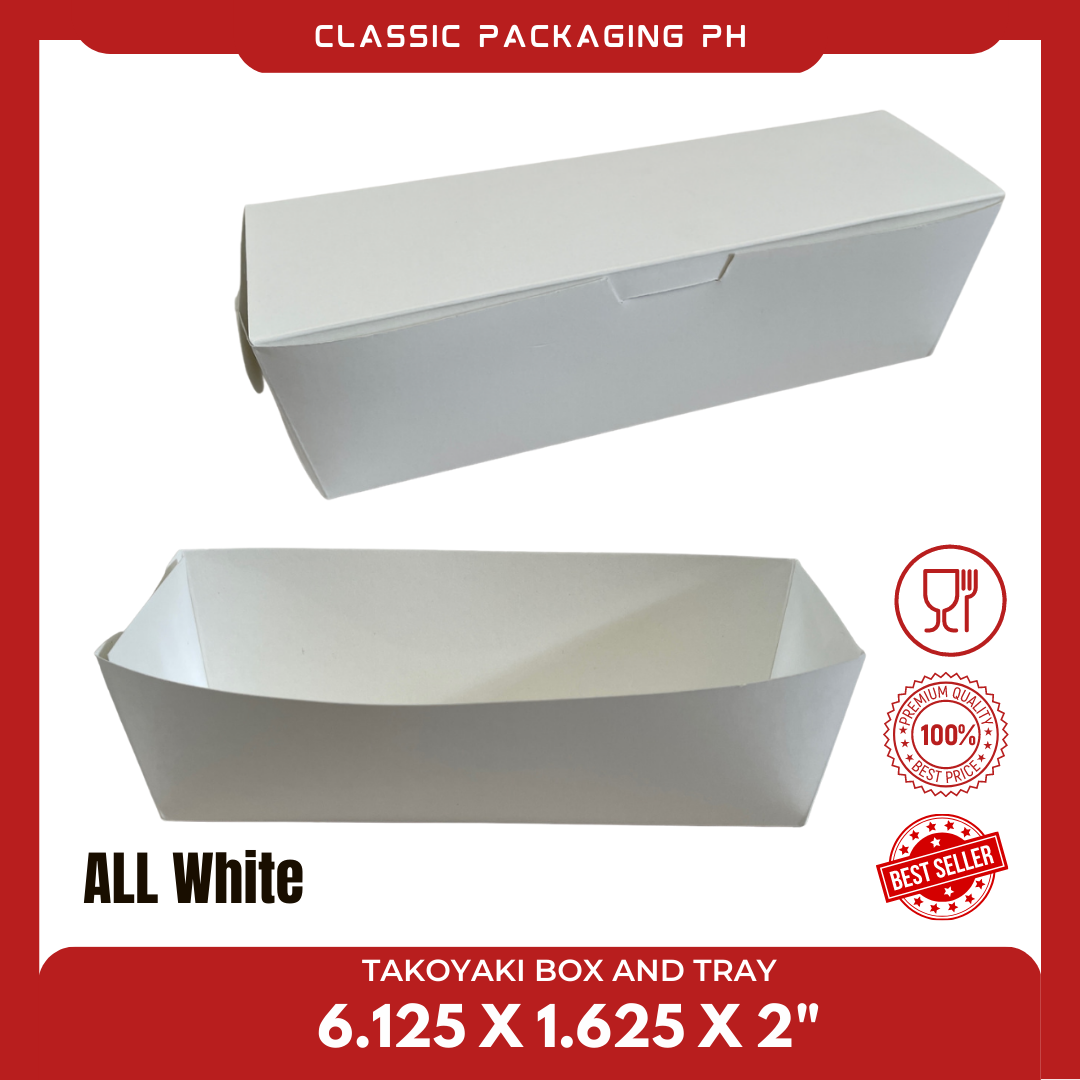 25pcs Takoyaki Box and Tray for 4 pcs Takoyaki Take Out Box Inside