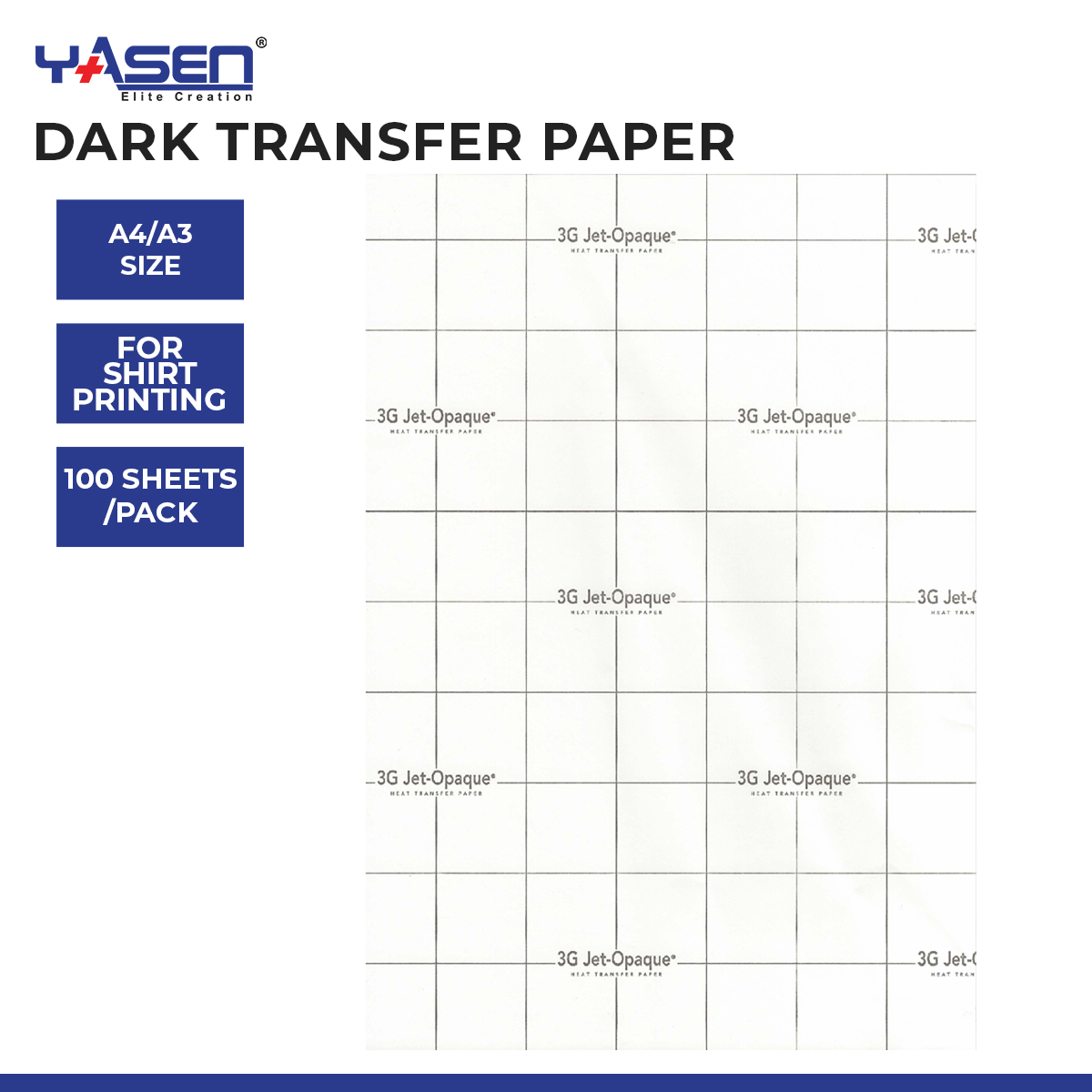 3G Dark Transfer Paper A4 / A3 Size (100 Sheets) 3G JET Opaque Dark