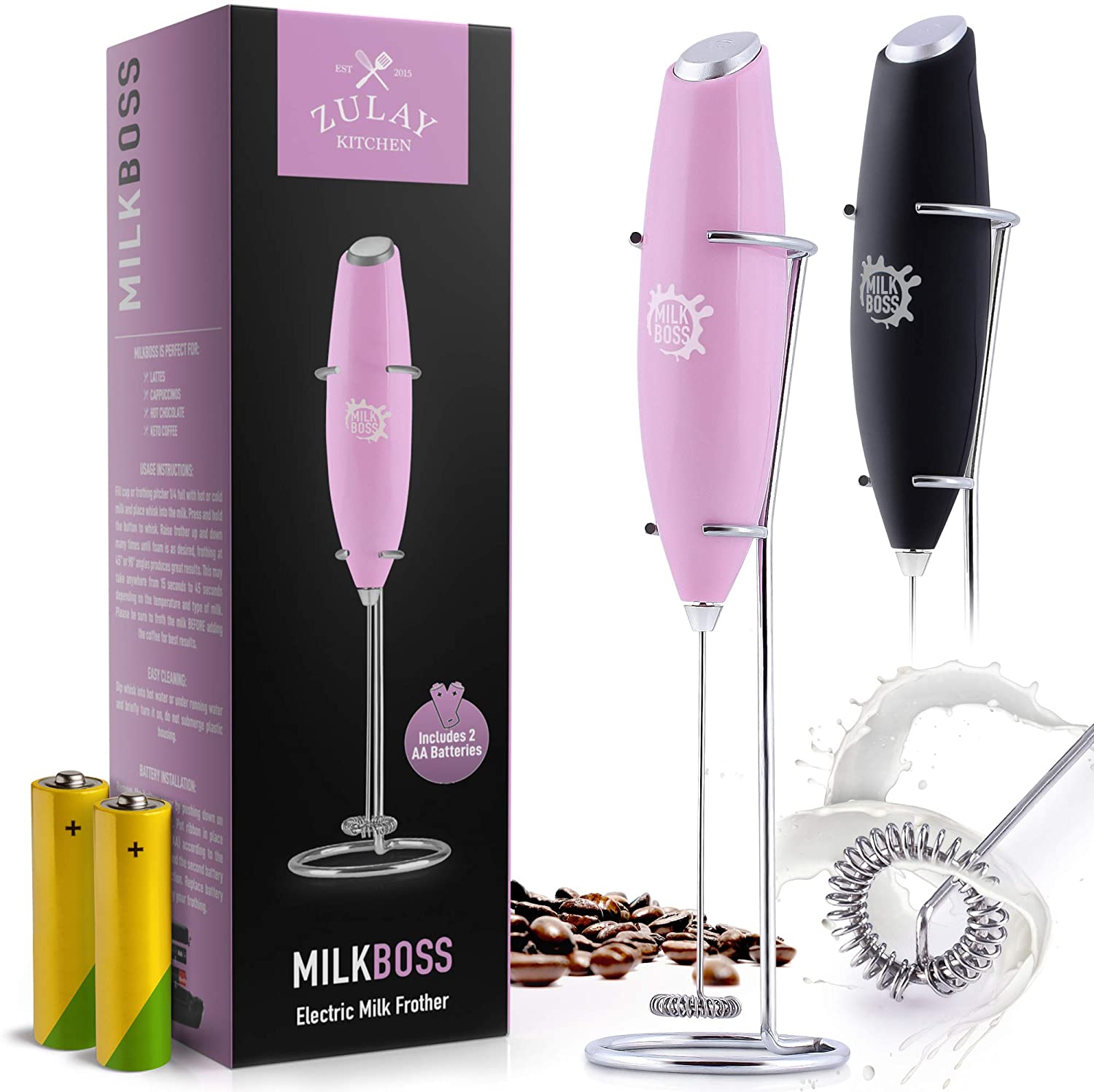 Hand Held Milk Frother Comparison Zulay, Bonsen Kitchen, Elita Pro, Simple  Taste Zulay Titanium 