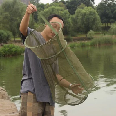 Outdoor Folding Round Fishing Net 3 Layer Nylon Fish Shrimp Net Fishing Shrimp Net Outdoor Fishing Catching Accessories