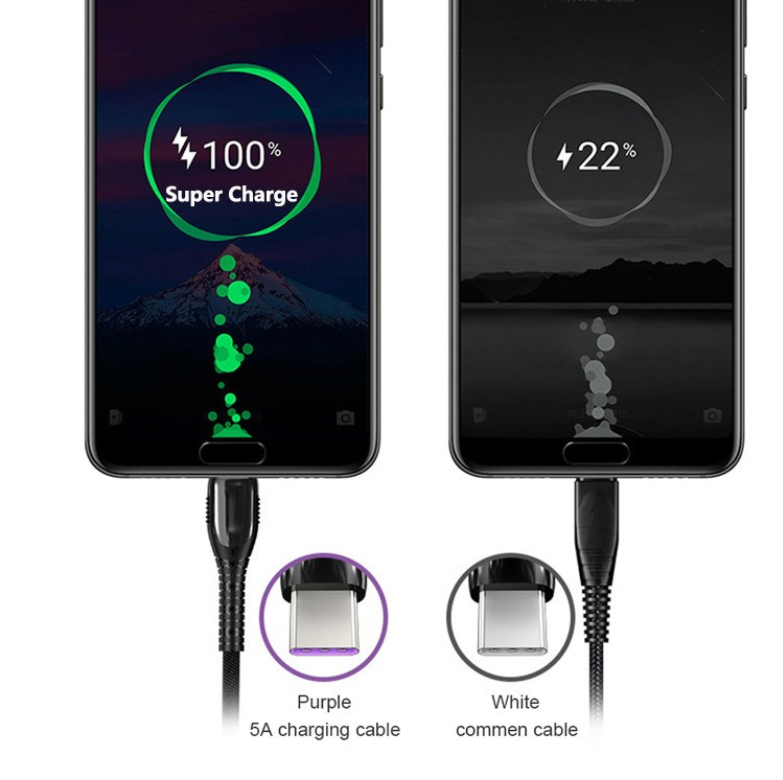 5A Fast charger cable for android Micro Type C lightning cable Led Light Quick charging Type C cord Samsung Huawei USB data transfer cable 1.2m