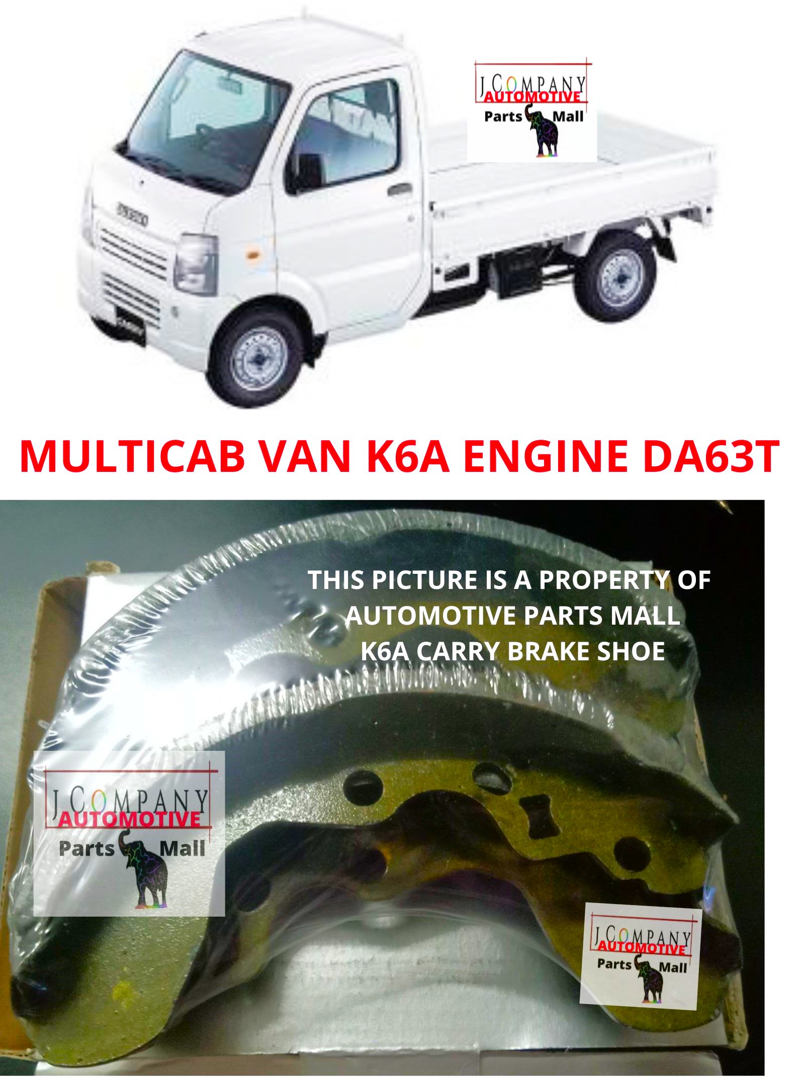 SUZUKI K6A MULTICAB BRAKE SHOE REAR DA16T DA63T DA65T DG63T DS16T VAN ...
