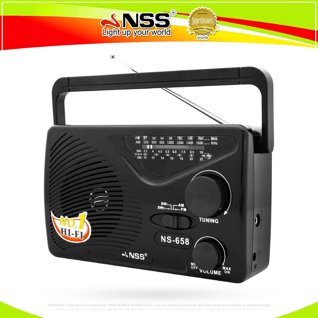 NSS Portable Electric Radio Speaker HIFI Super Sound FM/AM/SW 4band