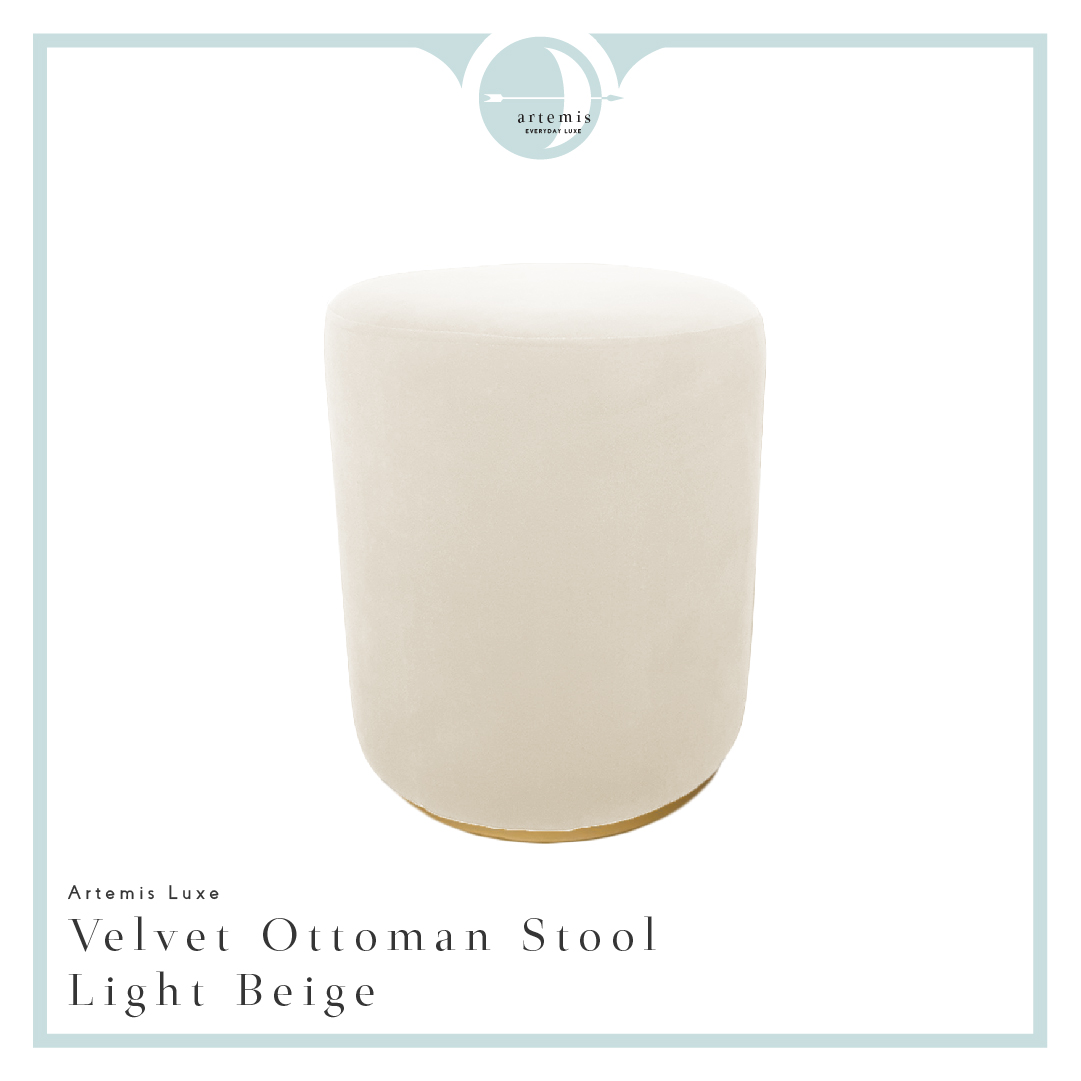 Artemis Luxe Light Beige Velvet Ottoman Stool Lazada PH