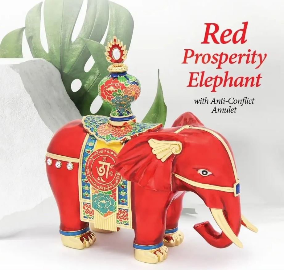 LUCKY CHARM 2023 FENG SHUI LILIAN TOO RED PRODPERITY ELEPHANT WITH ANTI