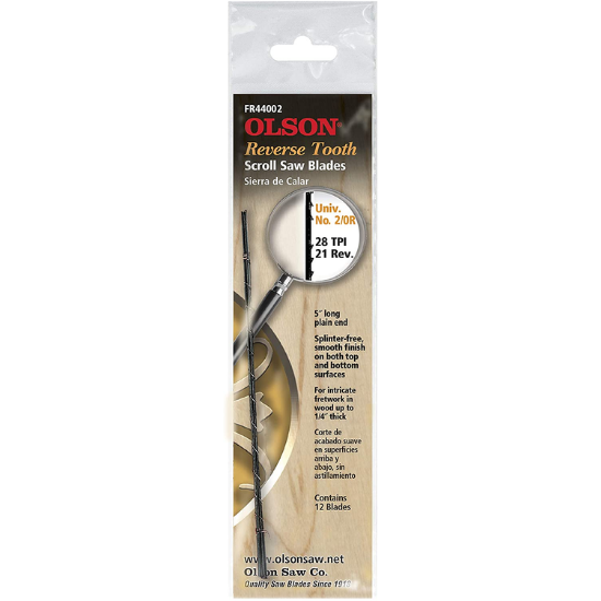 Olson Reverse Tooth Scroll Saw Blades - No.12R, 9.5 TPI, Pack Of 12 Blades 5 thumbnail image