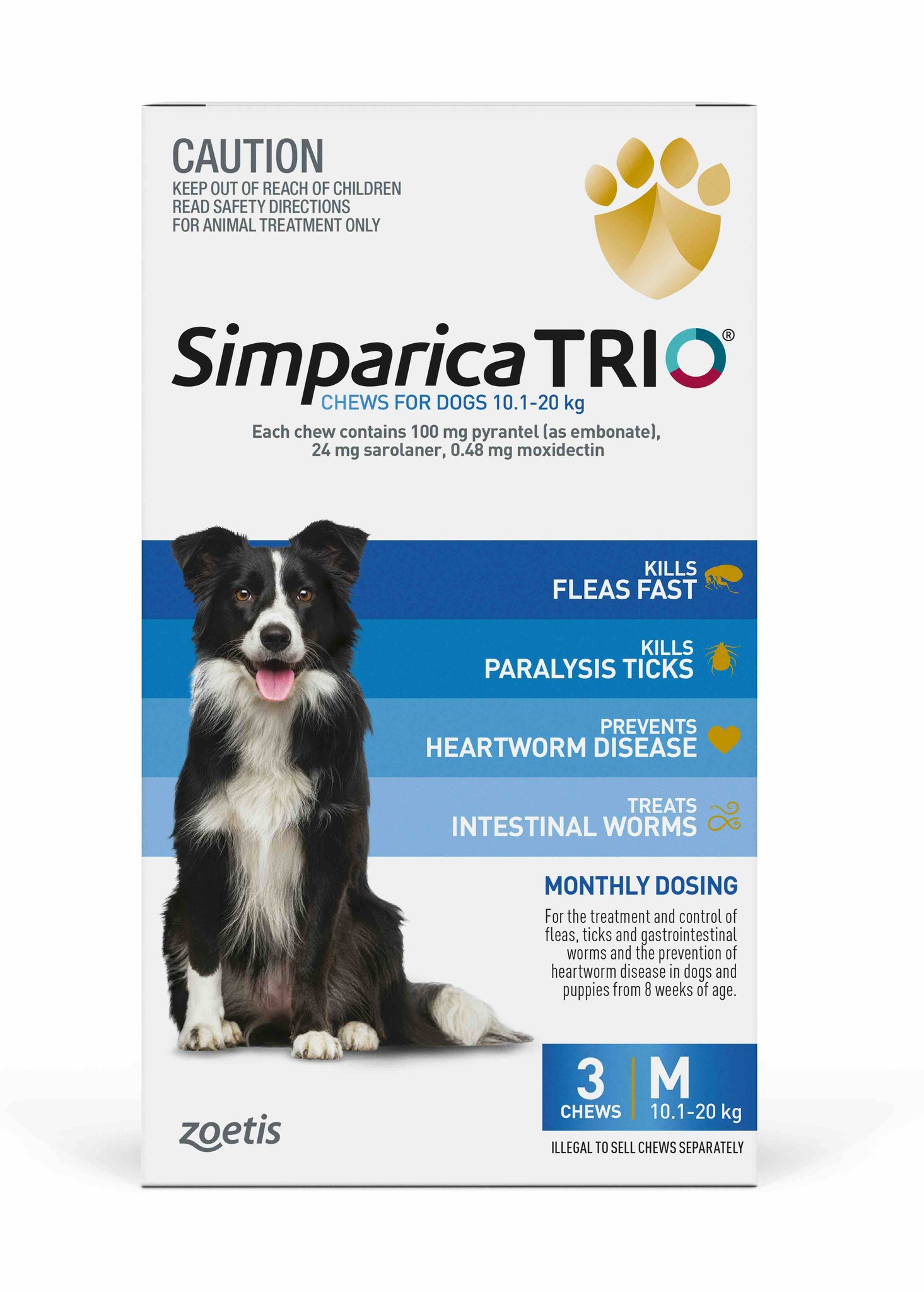 Simparica TRIO Anti Tick, Flea, Mange, Heartworm and Dewormer for 10 ...