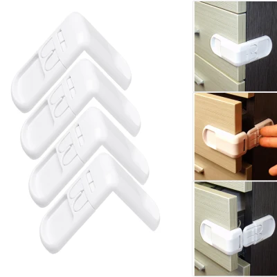 XNJWCV SHOP 1/4pcs Furniture Multi-function Drawers Double Snap Wardrobe Door Children Protector Baby Safety Lock Right Angle