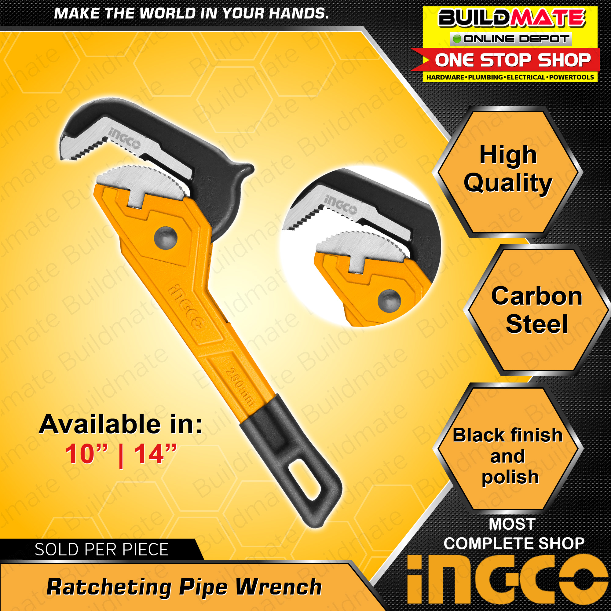 INGCO Ratcheting Pipe Wrench 10 inch / 14 inch IHT Lazada PH