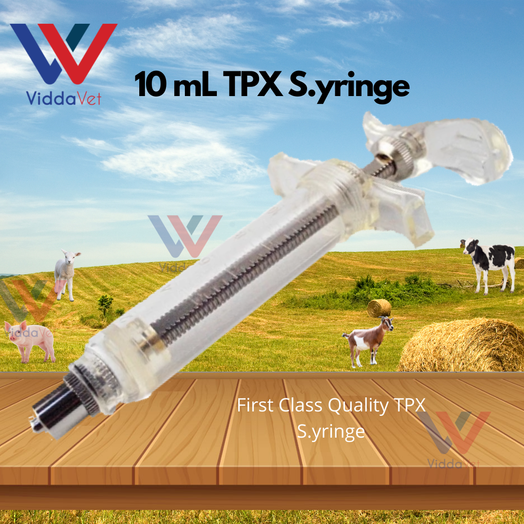 10 mL Veterinary Syringe TPX Heavy Duty Syringe with Luer Lock for ...