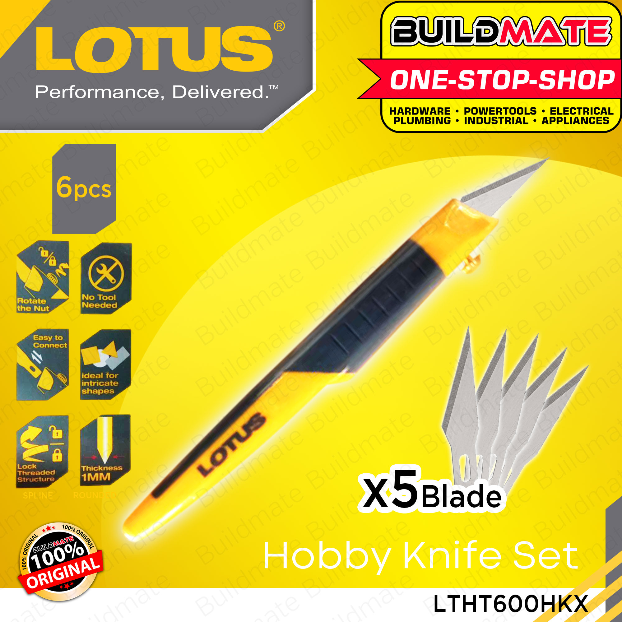 LOTUS 6PCS NonSlip Grip Hobby Knife Cutter Blade Set with 5Pcs Blade