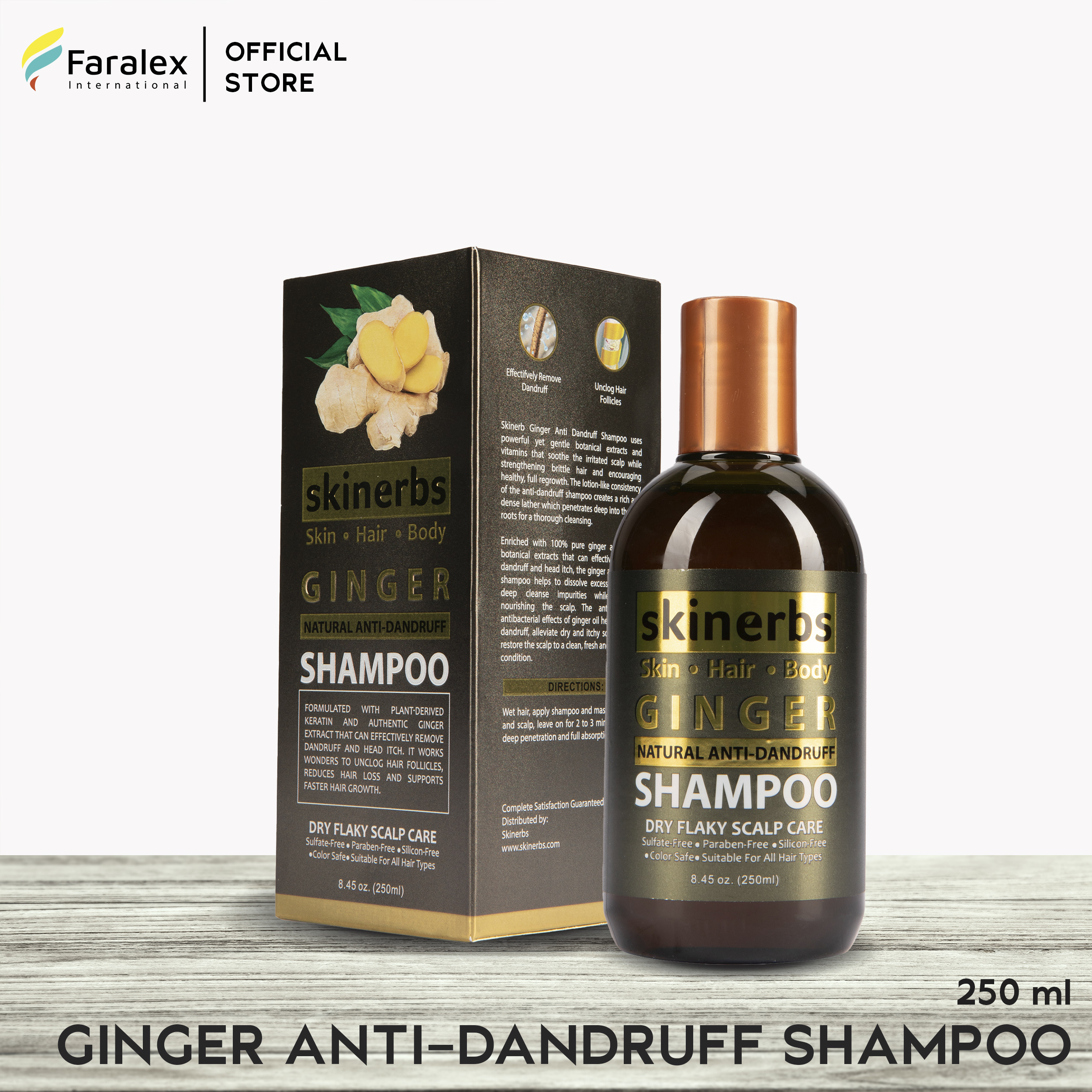 Skinerbs Anti Dandruff Shampoo 250ml, 100% Natural Ginger, Itchy Scalp  Treatment - With DHT Blockers - Hair Growth Shampoo, Hair Loss Shampoo,  SLS-Free, Paraben-Free, Cruelty-Free - Safe for Colored Hair, Hair Loss