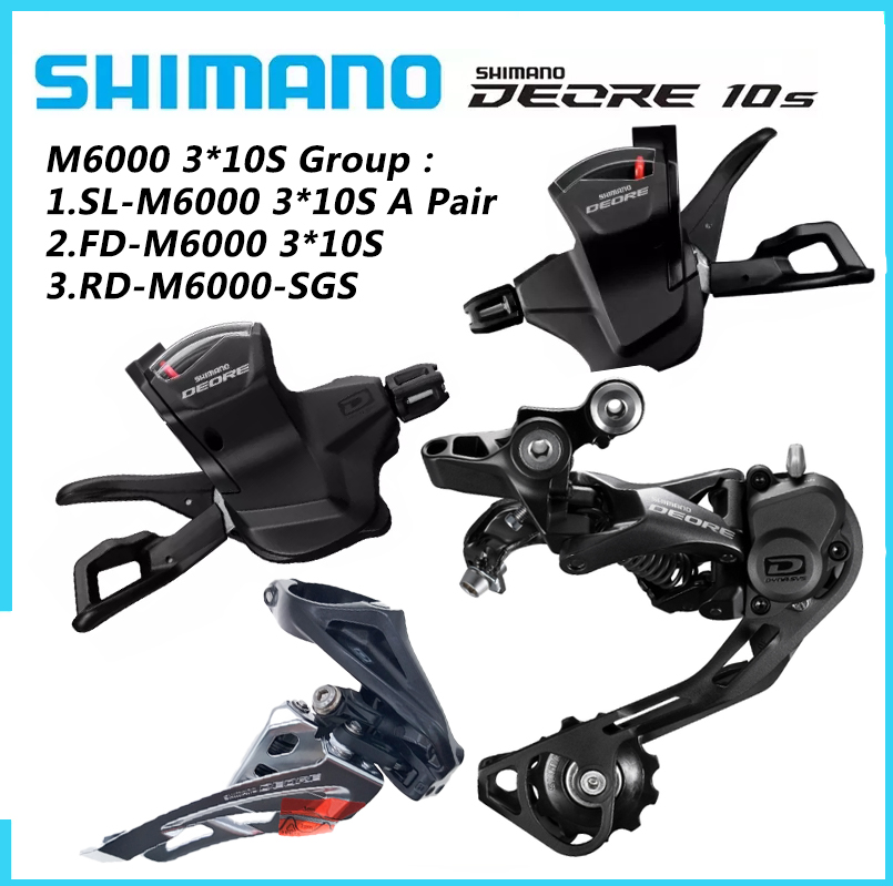 SHIMANO DEORE M6000 10 Speed Groupset 3*10s SL Shifter Lever Right Left A  Pair Rear Dearilleur M6000 SGS Long Cage FD M6000 Front Derailleur For MTB  Mountain Bike Bicycle Accessories Parts |