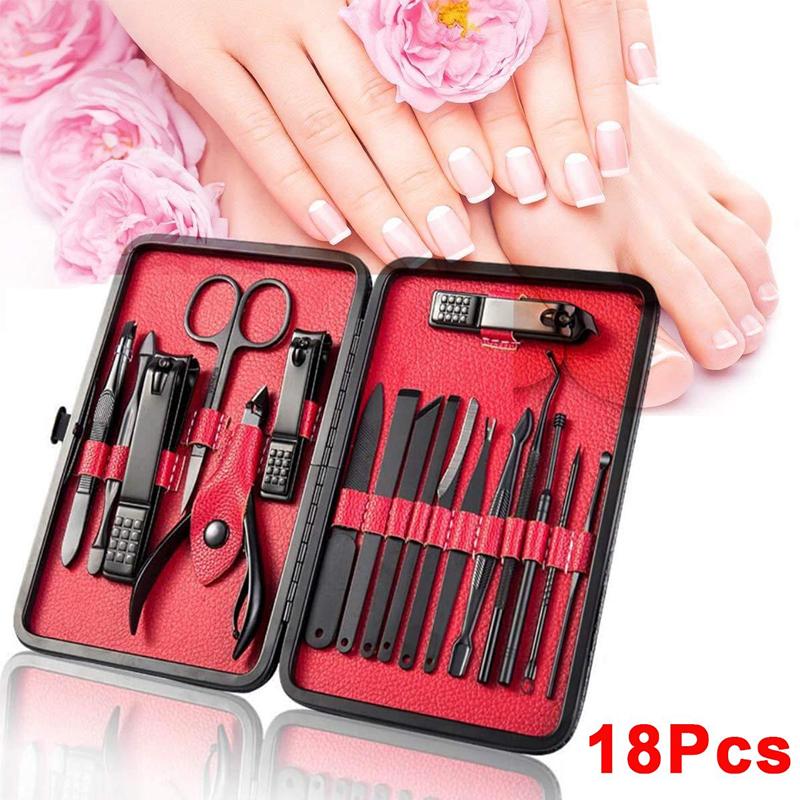 18pcs/set Nail Clippers Manicure Pedicure Kits Professional Stainless