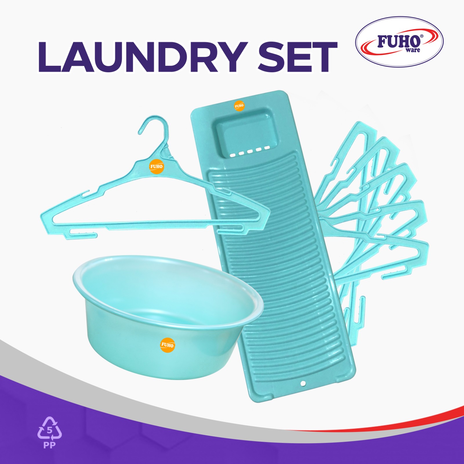 FUHO Christmas Laundry Set Bundle 8, (1pc Wash Board, 1pc 12" Basin