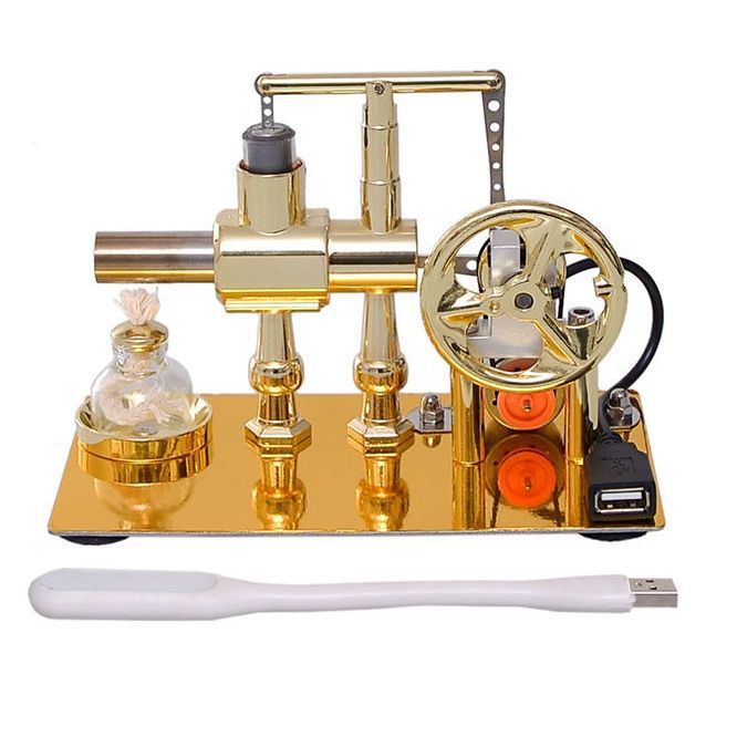 Stirling Engine Model - Physics Experiment Kit With Generator & Alcohol Lamp