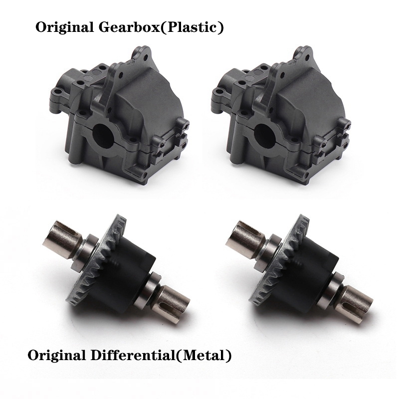 2Sets Metal Differential and Wave Box for Wltoys 144001 1/14 4WD RC Car Vehicle Models Parts Gear Box Accessories