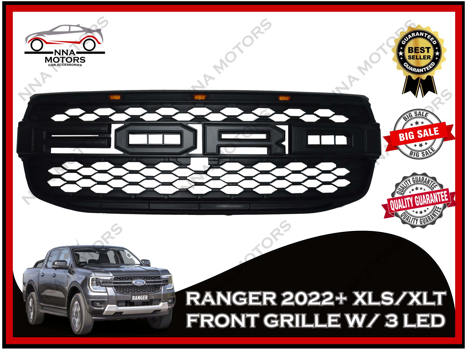 FORD RANGER 2022+ XLS/XL Grille Car Grill Guard All Black Lazada PH