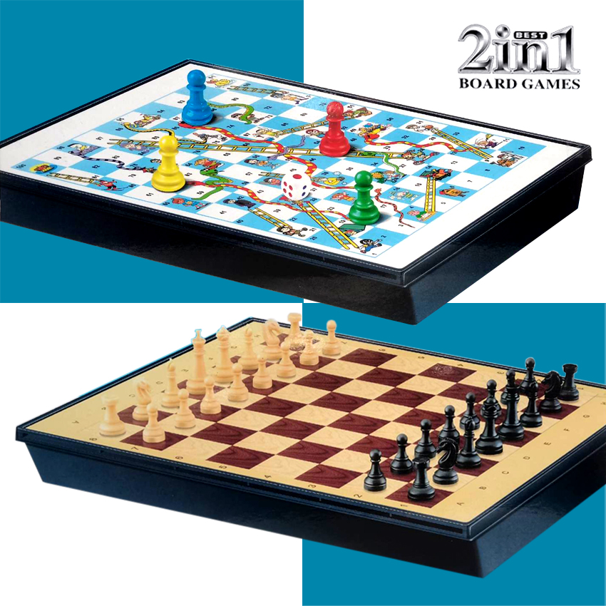 2 in 1 Chess Snake and Ladders Intelligence Test Game Folding Travel Board Game Set