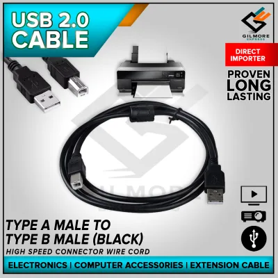 USB 2.0 Printer Scanner Cable Wire Cord Type A Male to Type B Male USB High Speed (Black)