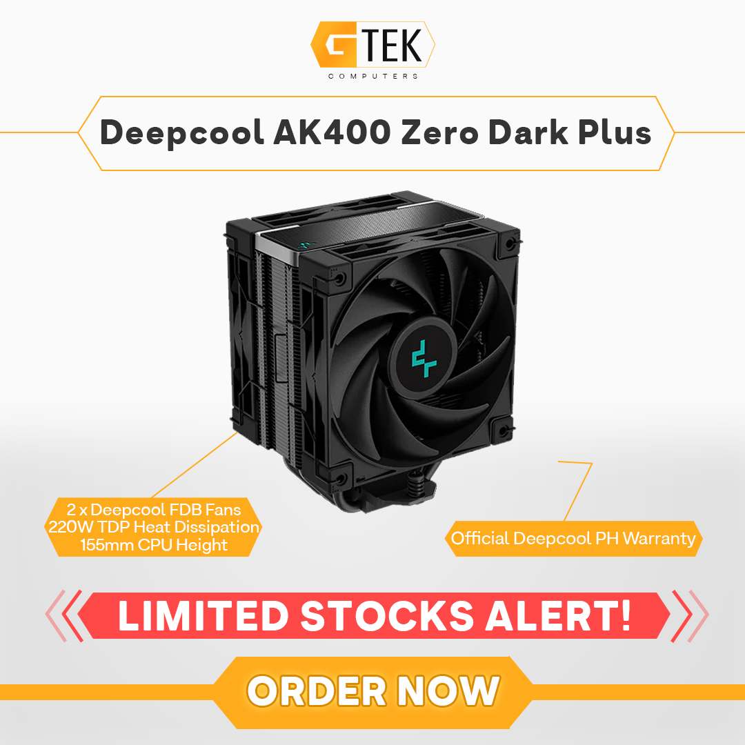 Deepcool Ak400 Zero Dark Plus 4 Heatpipe Single Tower Dual Fan Anodized Black Cpu Cooler Lazada Ph