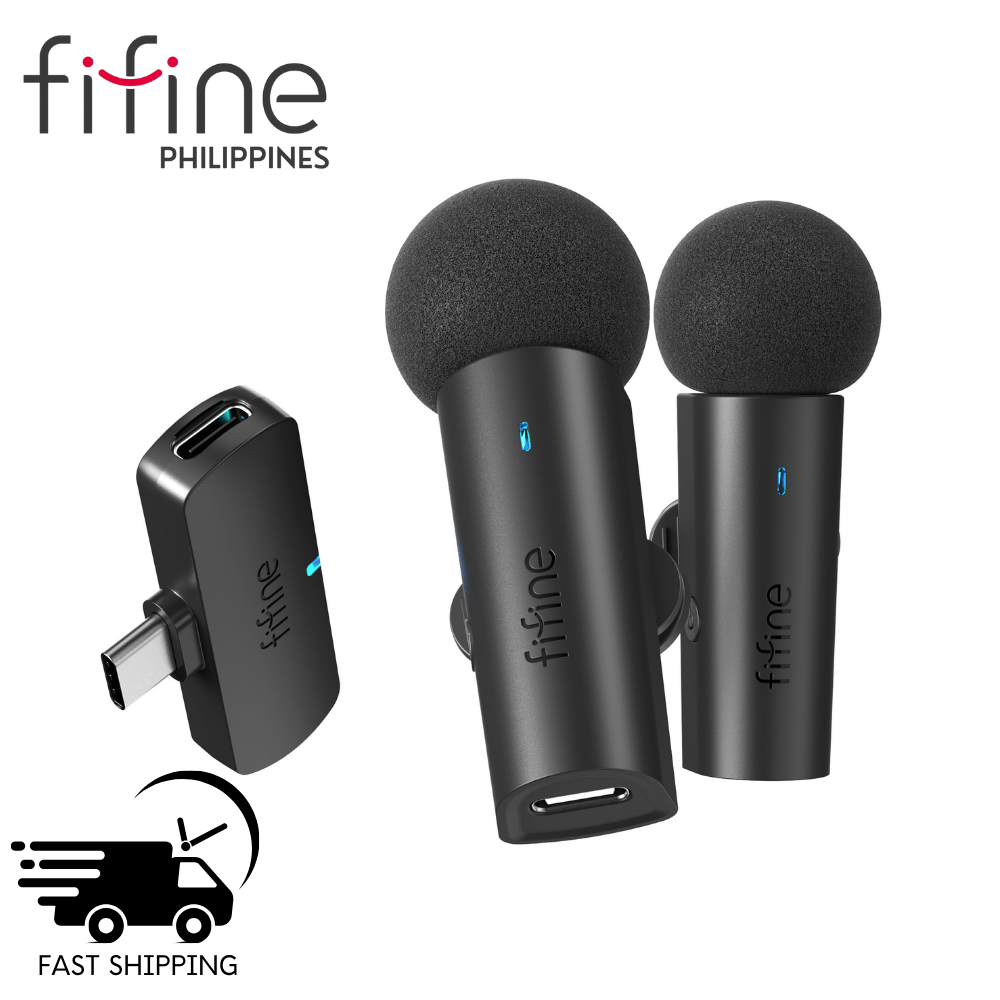 FIFINE Wireless Lavalier Lapel Microphone System for Phones/Tablets, 2