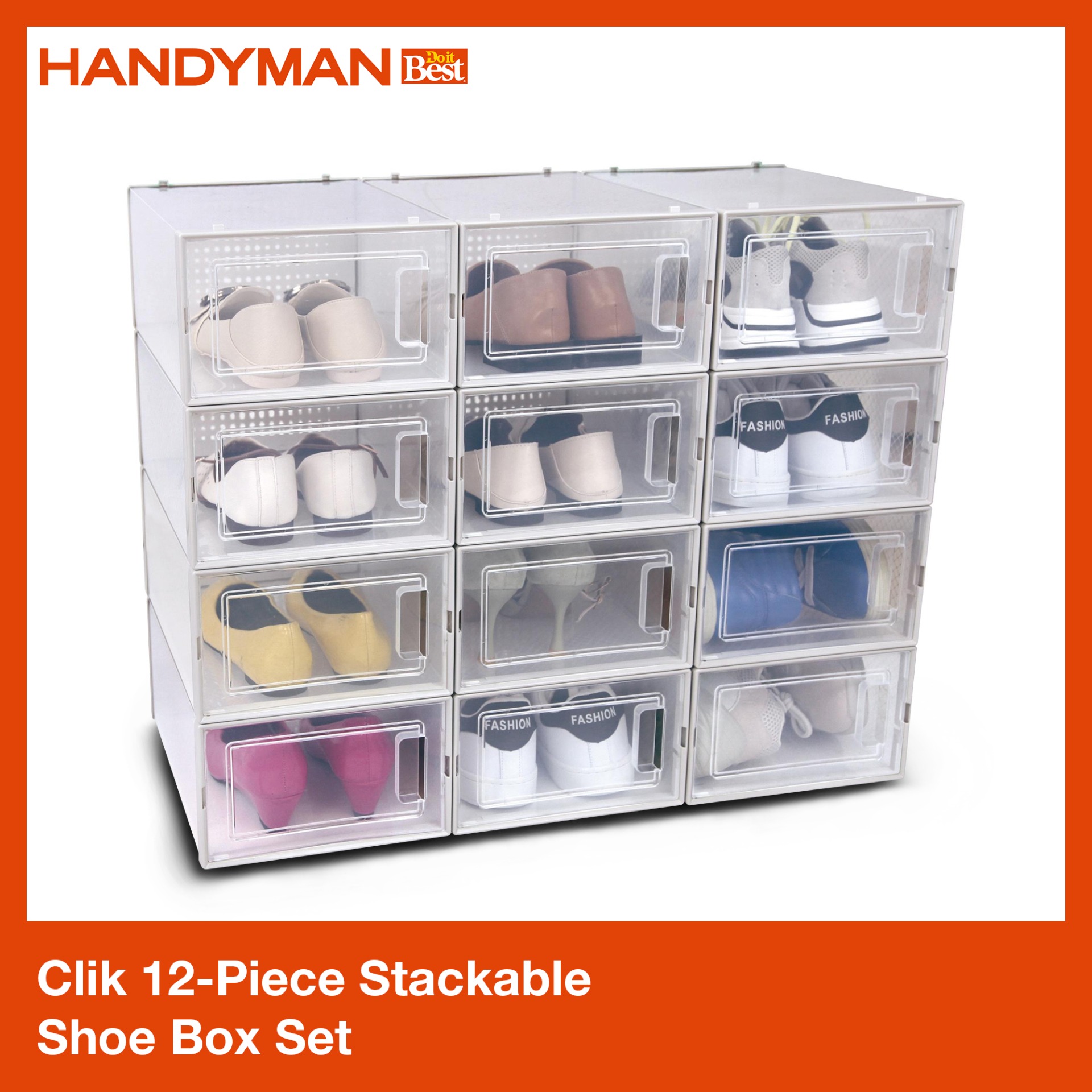 Clik 12-Piece Stackable Shoe Box Set 