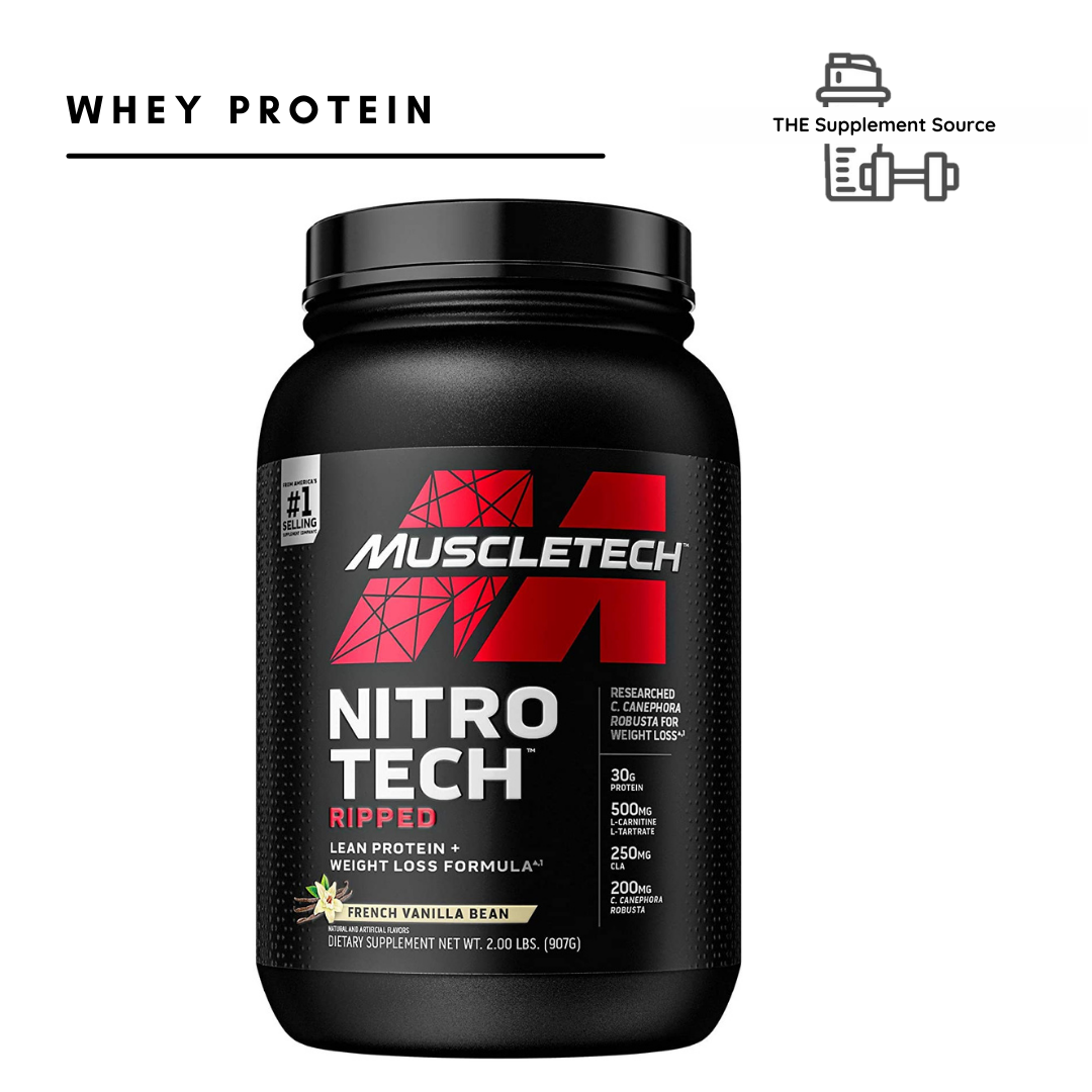 Muscletech Nitrotech Ripped 2lbs with Shaker Whey Protein Weight Loss ...