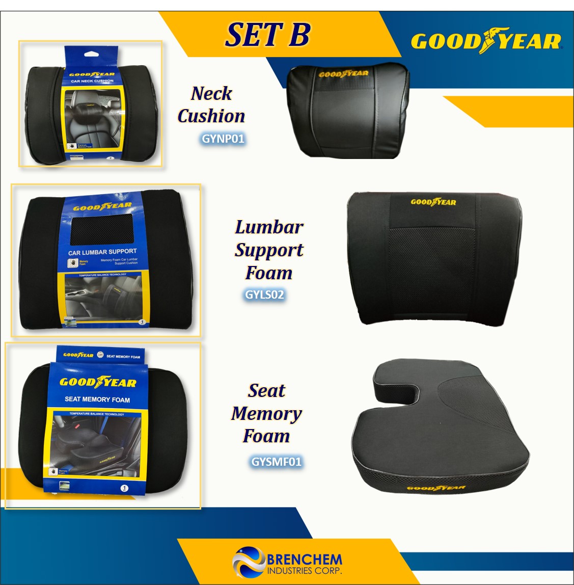 Goodyear Memory Seat Foam Lumbar Support Cushion Memory Foam