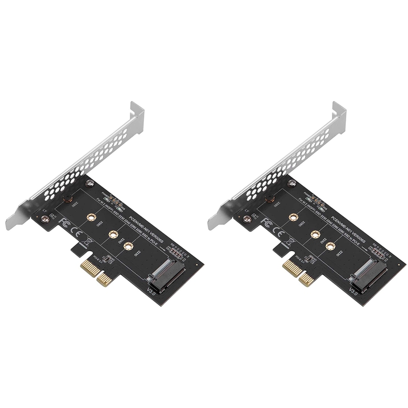 2 Pcs M.2 SSD M-Key NVME PCIe 3.0 X1 Card Adapter with Low and Full Bracket - Supports M.2 PCIe 2230, 2242, 2260, 2280