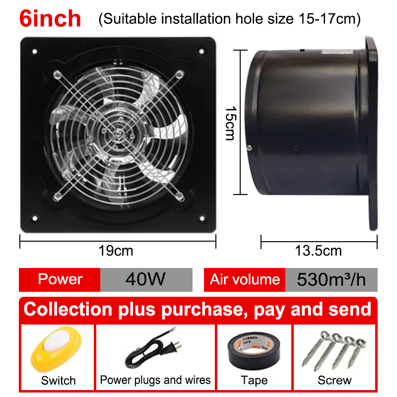 【🥇Strong Wind】Standard Wall Mounted Exhaust fan for kitchen for cooking