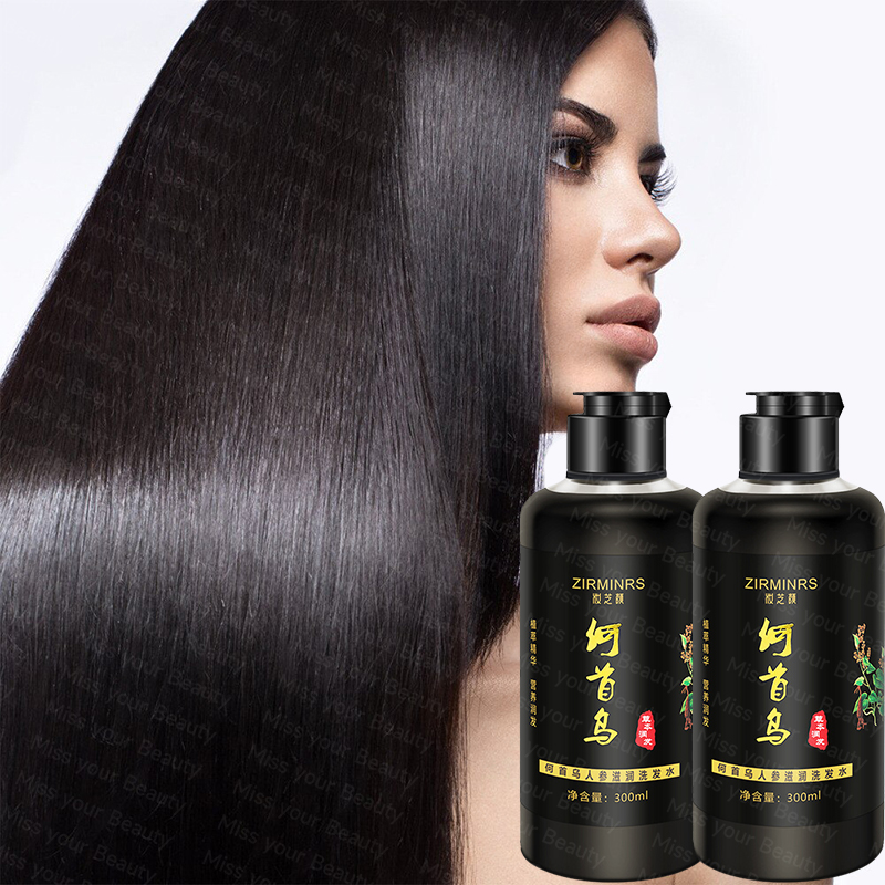 (Unisex) 300ml Black Hair Shampoo Herbal Natural Polygonum Multiflorum ...