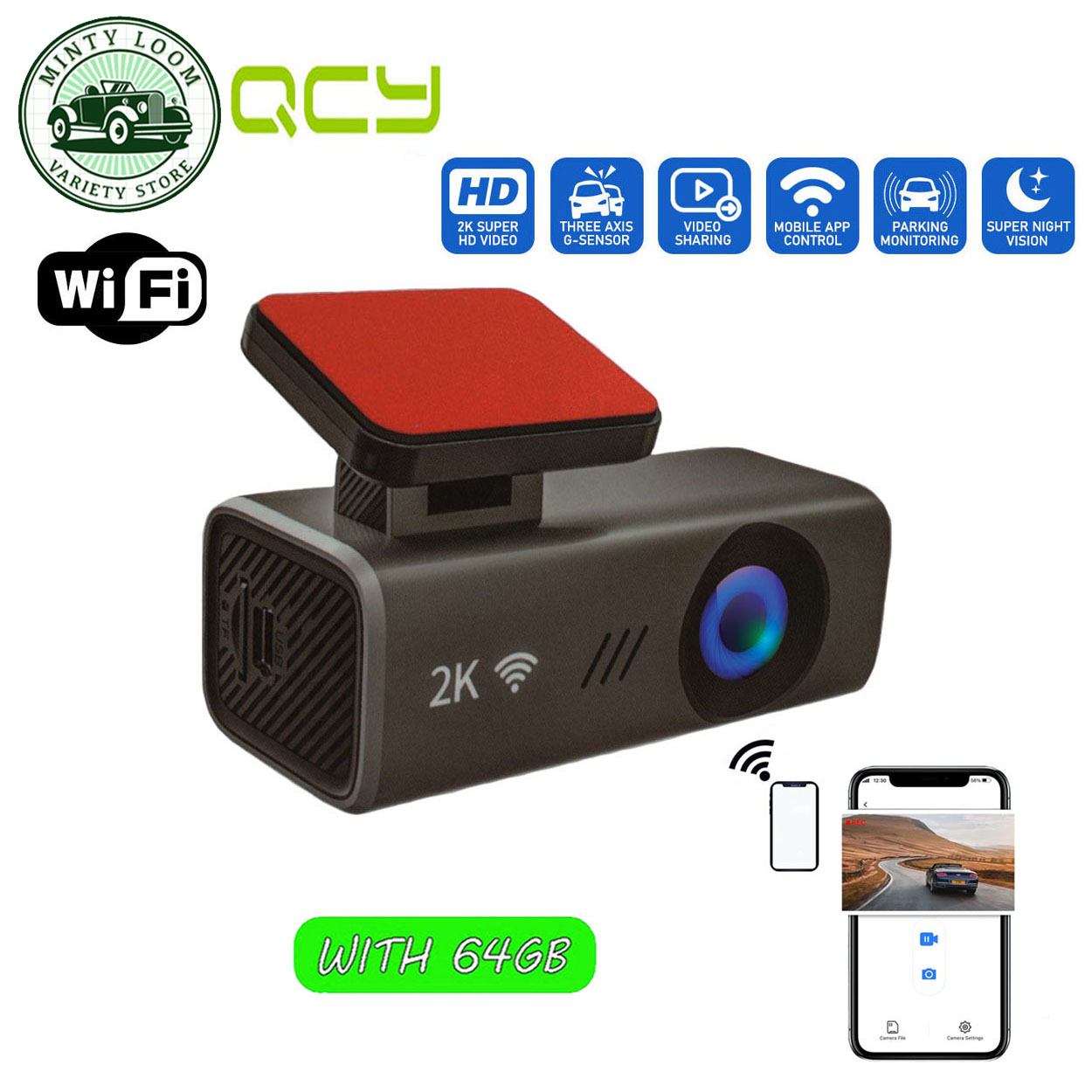 QCY S2 2K 1080P HD Video Car DVR Camera Mobile App Control Real Time View  with Super Night Vision, Three-Axis G sensor, Parking Monitoring | Lazada PH