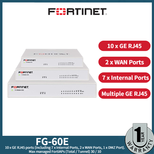 FG-60E - Fortinet NGFW Entry-level Series FortiGate 60E 10 x GE