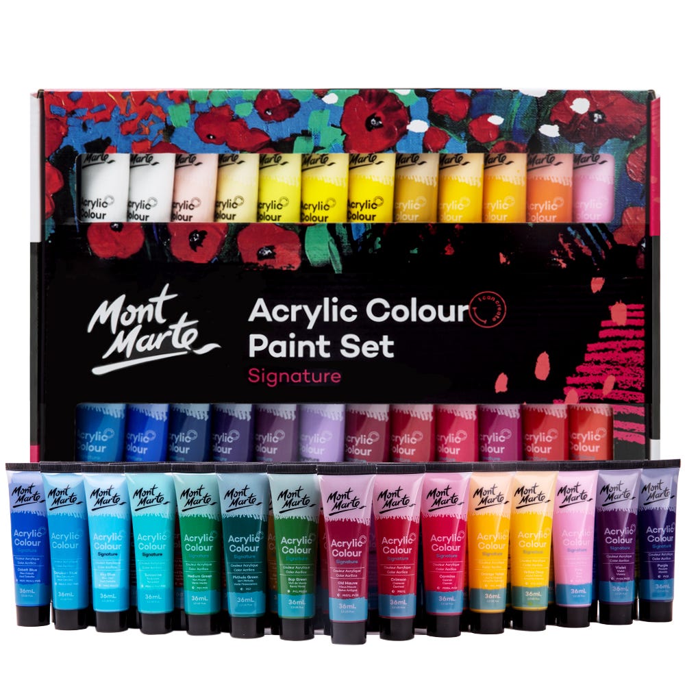 Mont Marte Signature Acrylic Paint Set of Primary Colors 6pc x