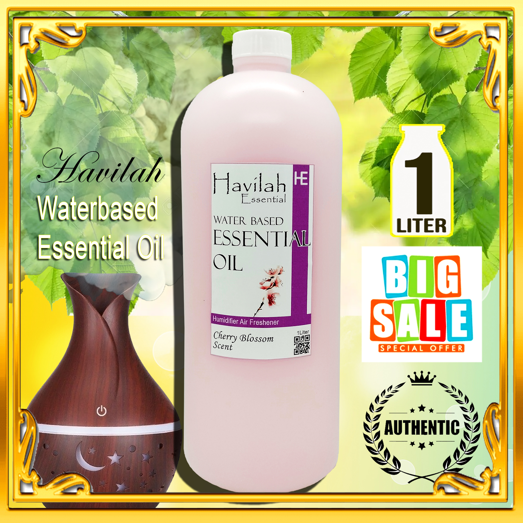 1Liter Havilah Water Based Essential Oil Air Freshener and Humidifier