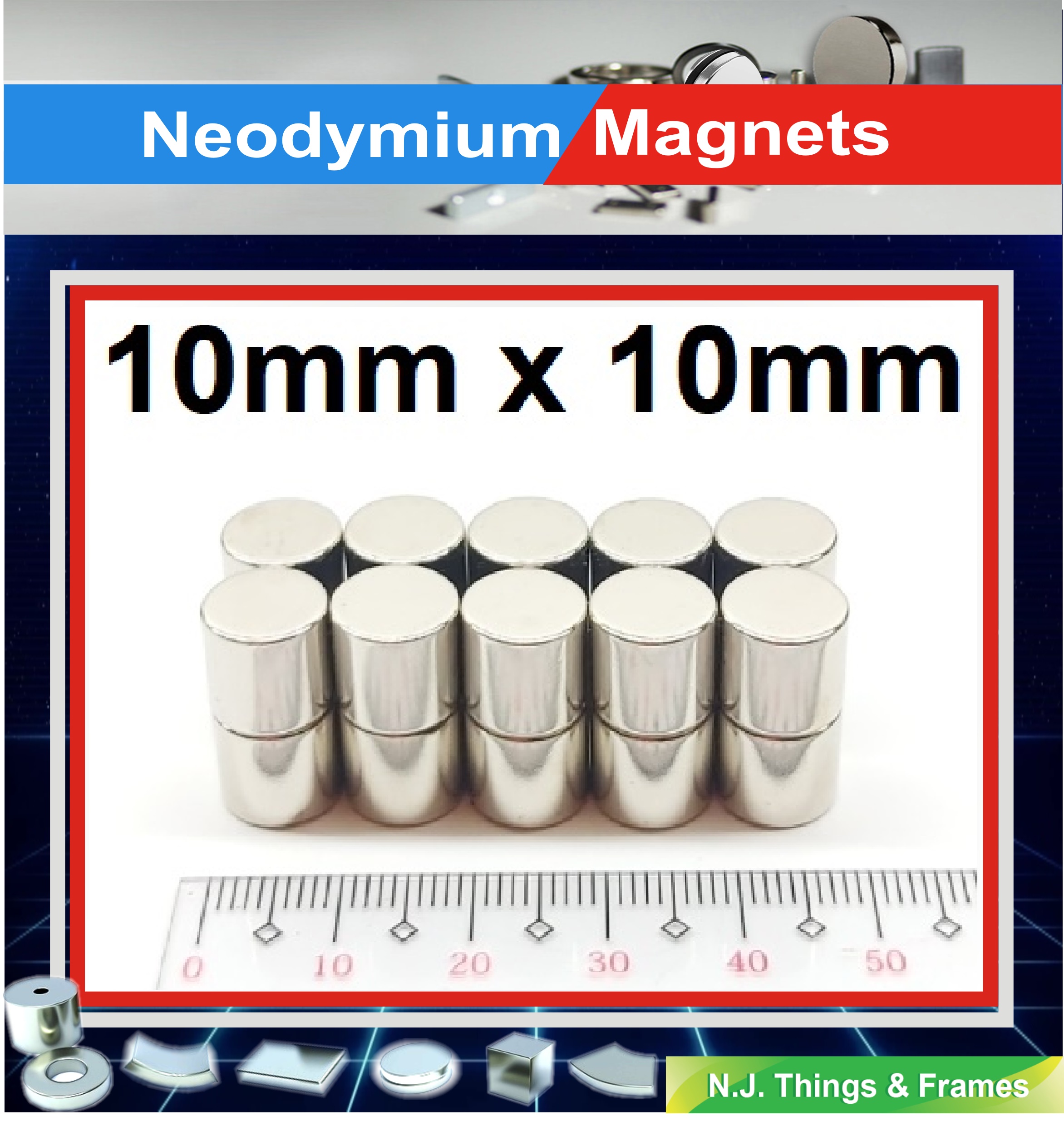 20pcs Super Strong Round Cylinder Magnets  4mm x 10mm Rare Earth Neodymium N50 