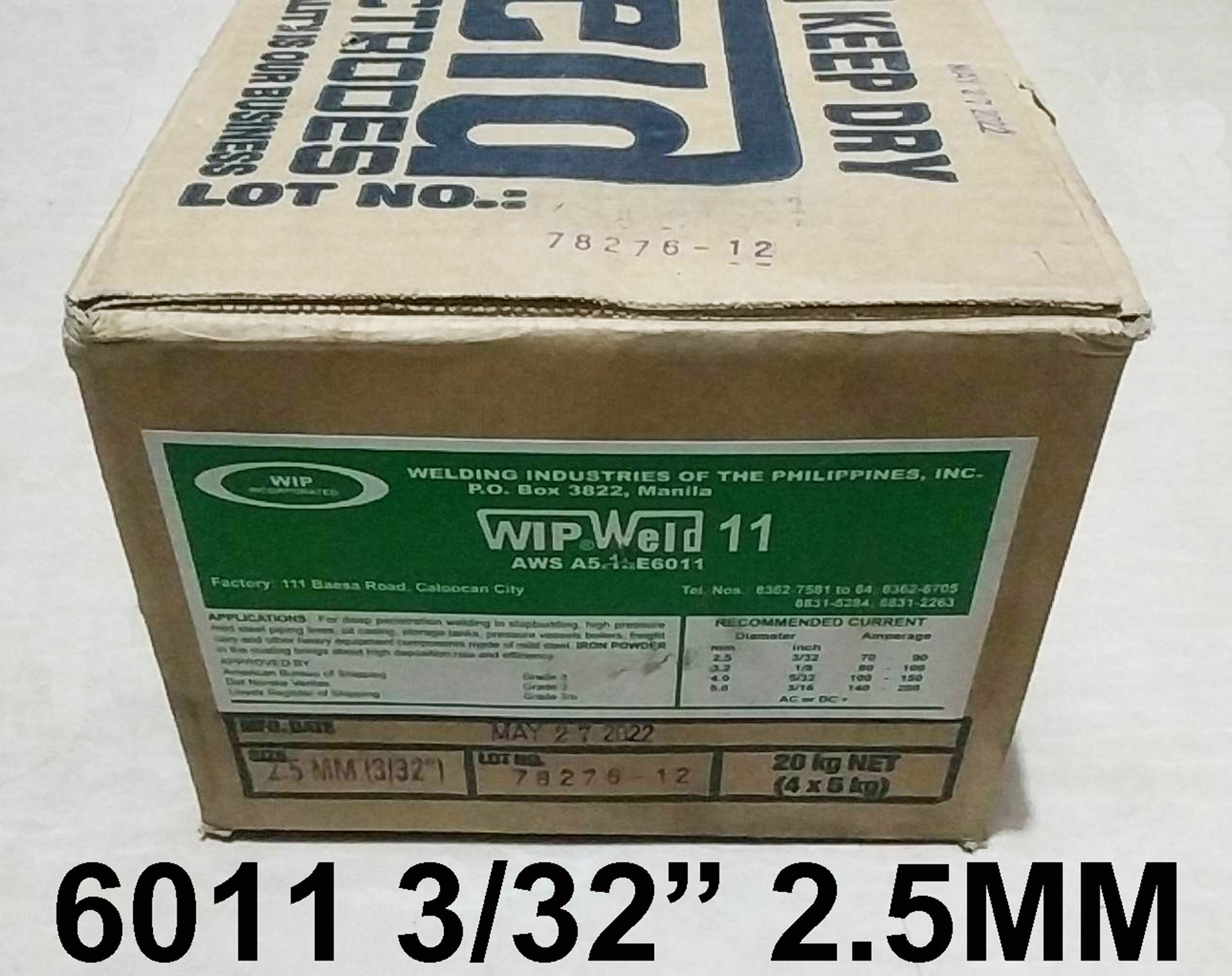 WIPWELD WELDING ROD WIP 11 6011 3/32" 2.5MM ( TINGI 1 KILO