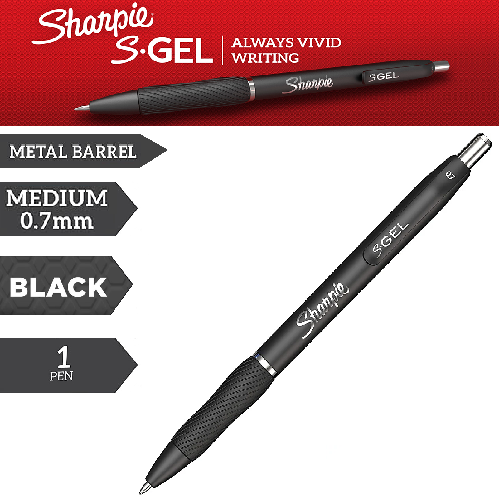  Sharpie S-Gel, Gel Pens, Sleek Metal Barrel, Matte