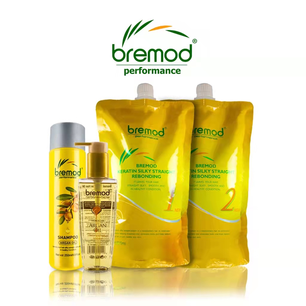 Bremod Performance Rebonding Hair Straightening Keratin with Hair Serum Treatment and Argan Oil