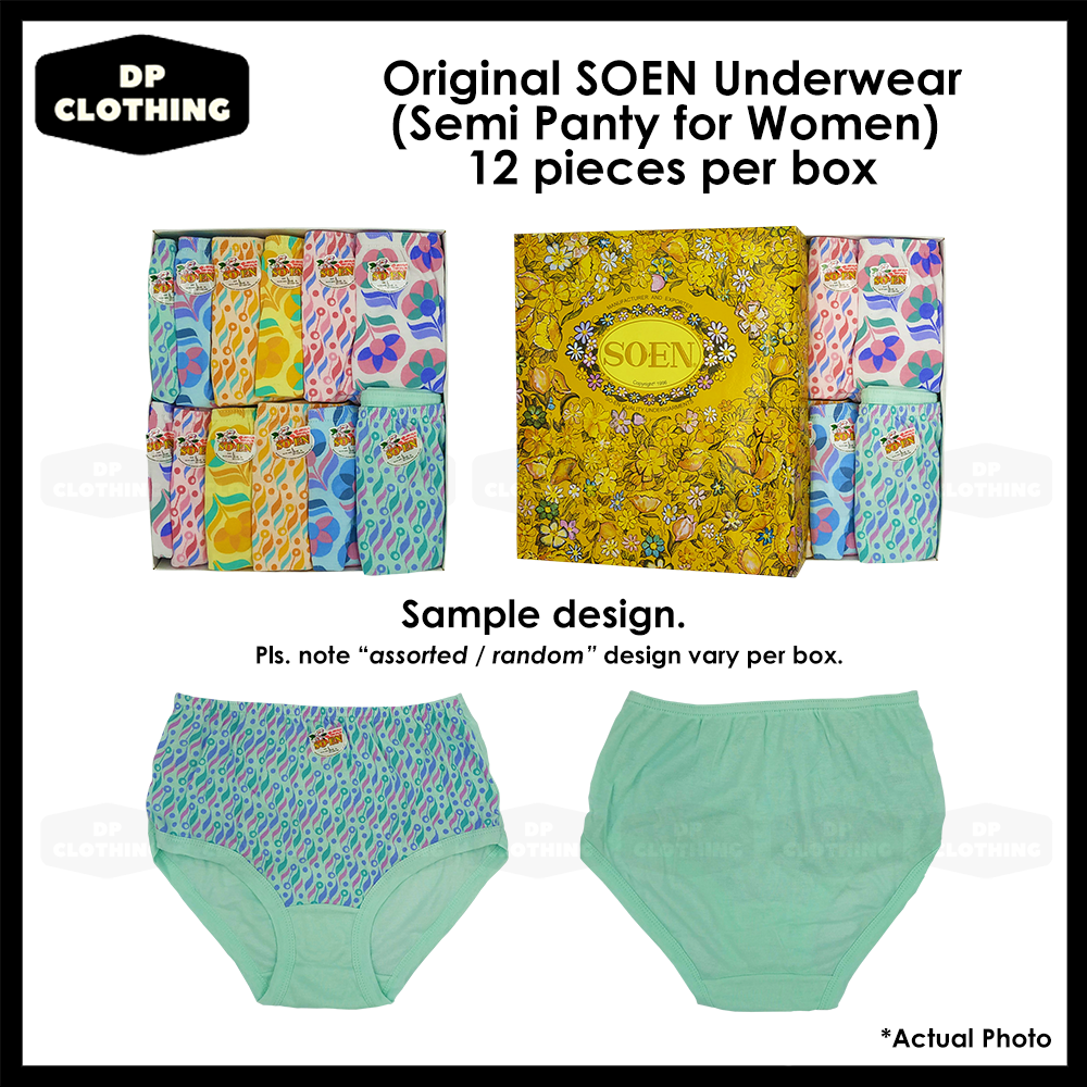 DPCLOTHING Original SOEN Semi Panty Underwear for Ladies Womens ASSORTED / RANDOM  DESIGN 12 PCS PER BOX, SMP