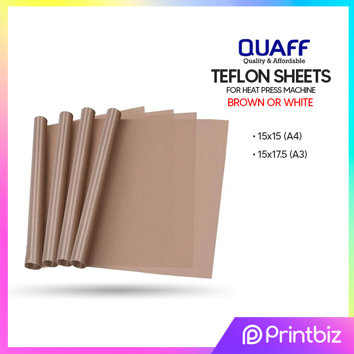 QUAFF Teflon Sheets for Heat Press Machine (BROWN OR WHITE) A4