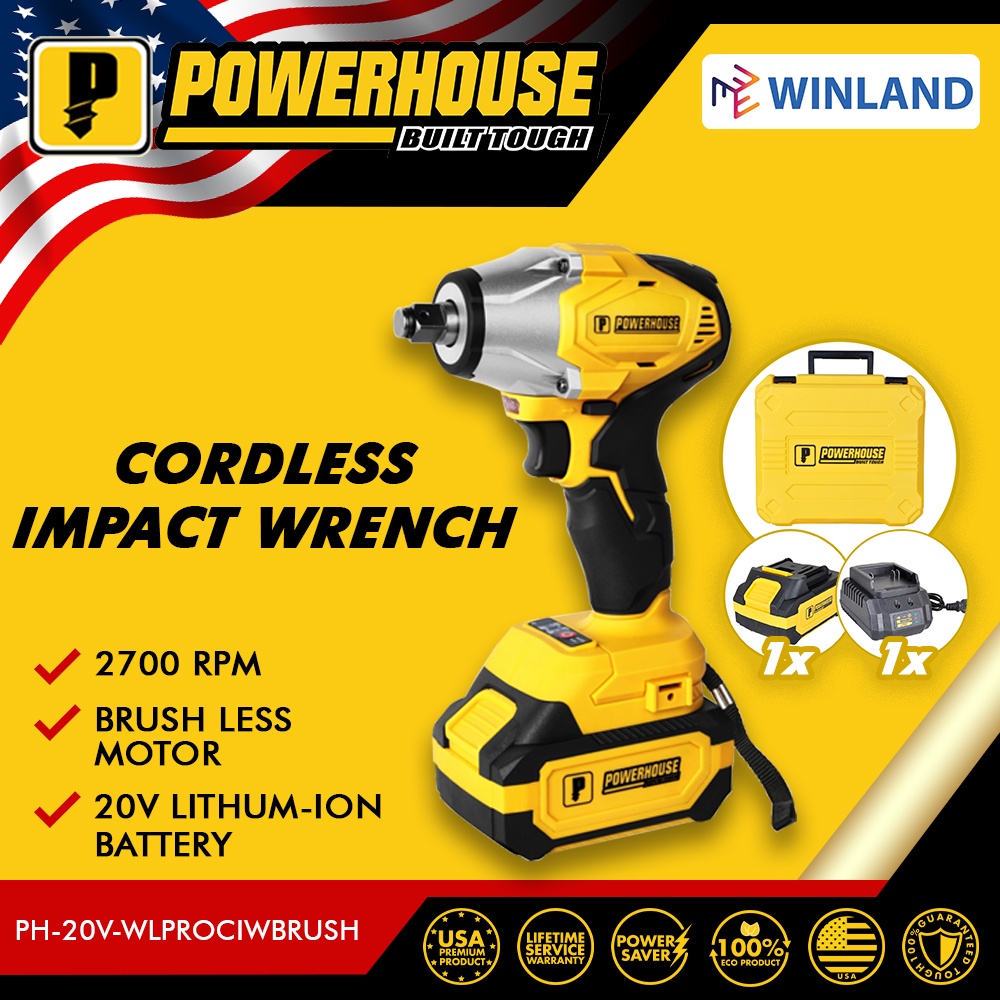POWERHOUSE by Winland Cordless Impact Wrench 20V 4.0 Ah LiIon PH20V